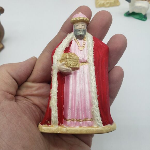 16 Piece Vintage 1983‎ Hand Painted Ceramic Nativity Set 4" Tallest Pieces - Picture 6 of 16
